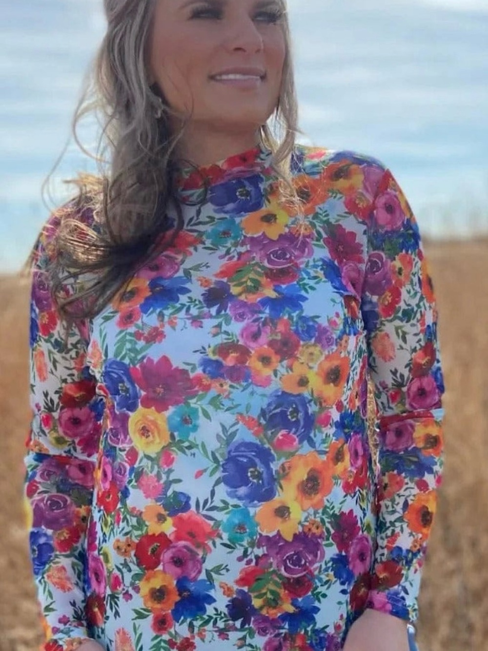 Country Kitchen Bloom Mesh Top-xs